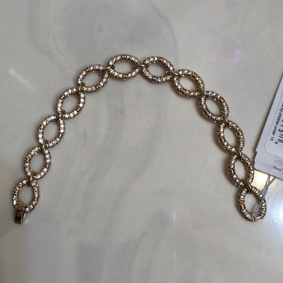 Lauren Ralph Lauren Gold Tone Pave Crystal Encrusted Oval Link Bracelet NWT - Picture 6 of 16
